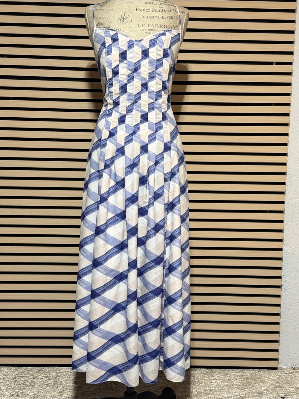 Banana Republic Blue and White Strapless Maxi Dress